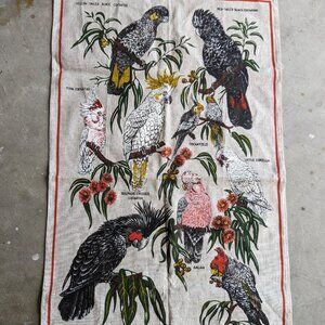 Australian Cockatoos Linen and Cotton Dish Towel